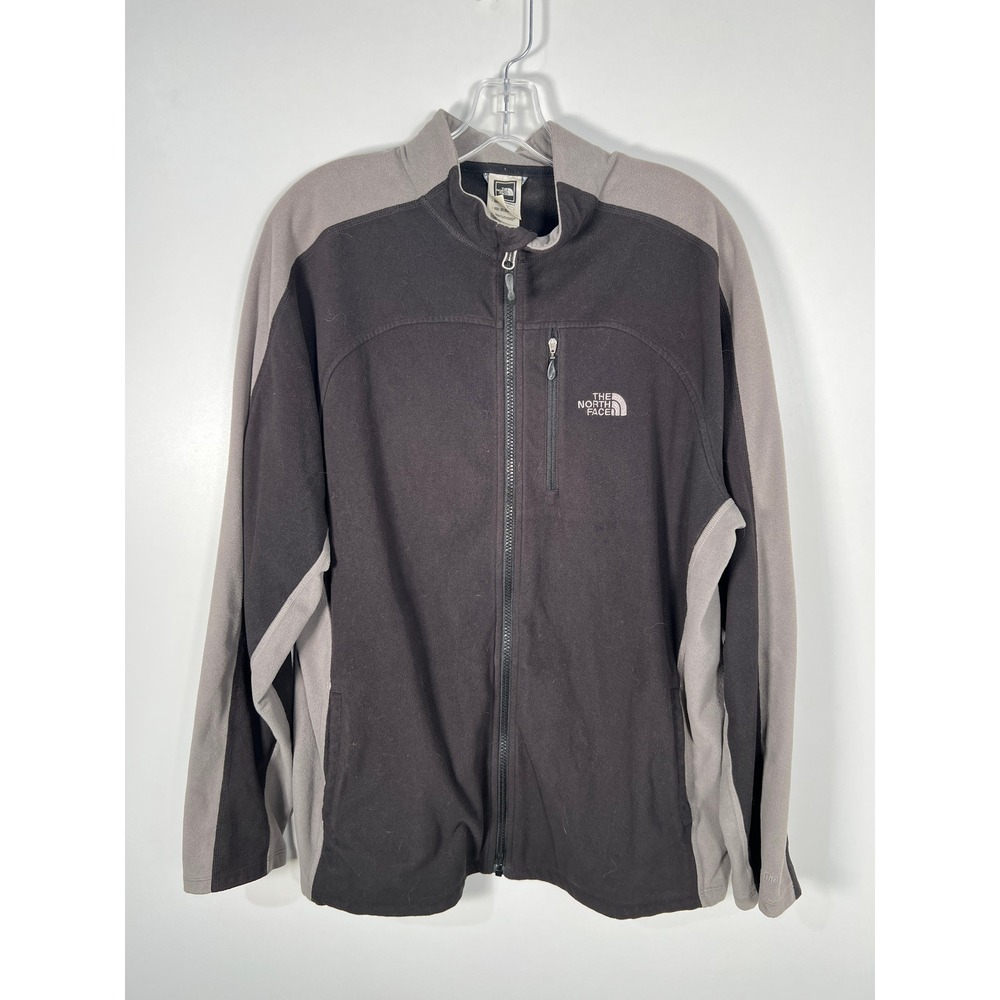 The North Face Black Gray Colorblock Fleece Full Zip Jacket Gorpcore Mens Large‎